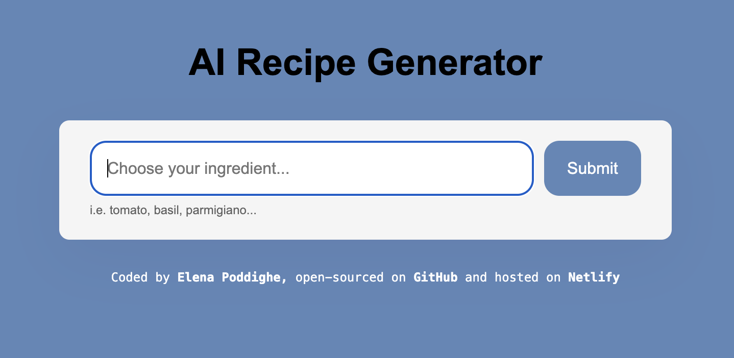 AI recipe generator Image